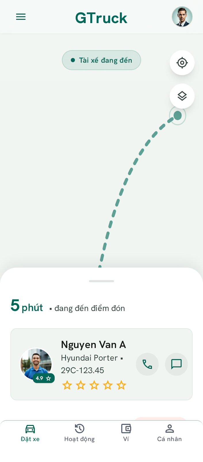GTruck — tài xế đang đến